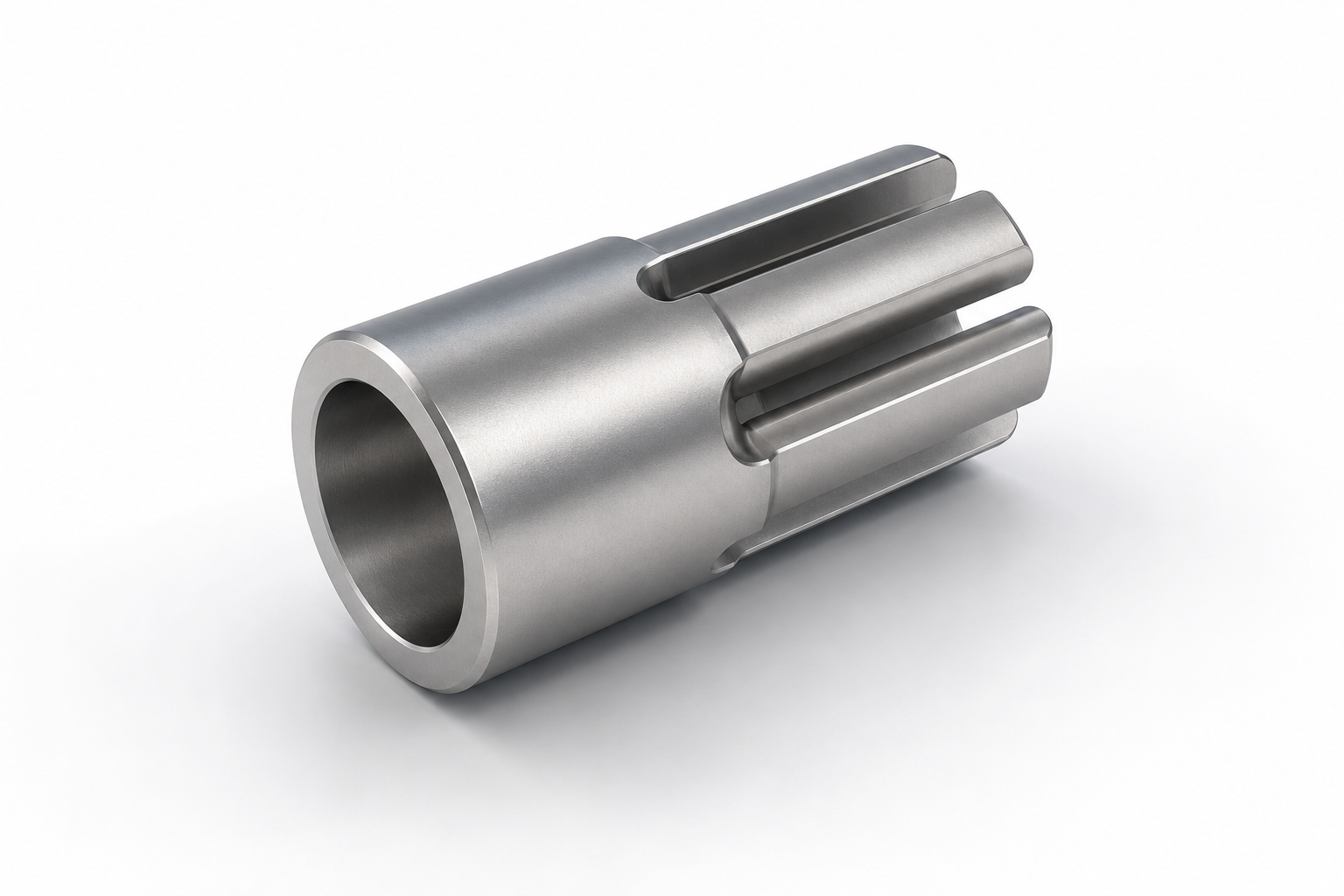Metallische Hülse mit Längsnuten als Beispielprodukt